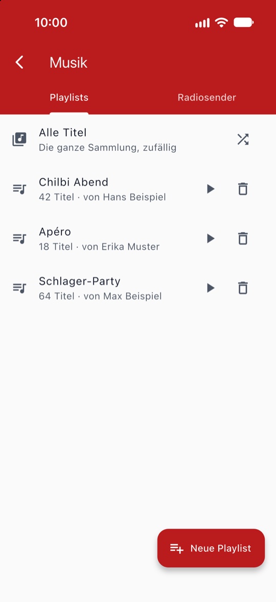 Musik mit Playlists und Radiosendern