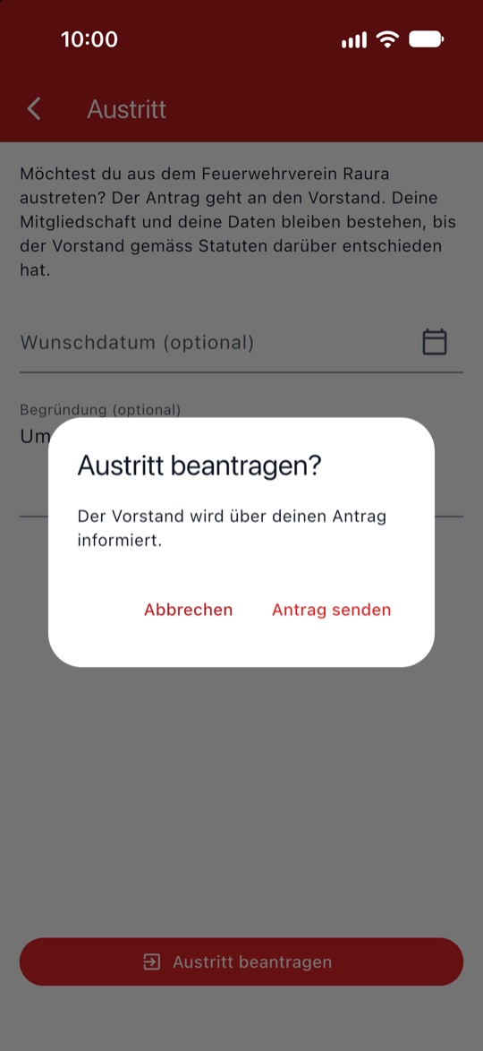 Rückfrage vor dem Austritts-Antrag