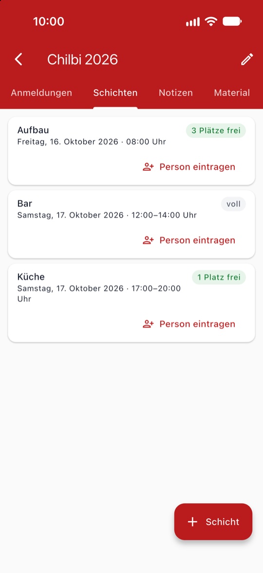 Reiter Schichten mit dem Knopf Person eintragen